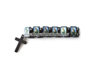 Magnetic Hematite Religious Sealed Icon Bracelet with Cross 7.8inch